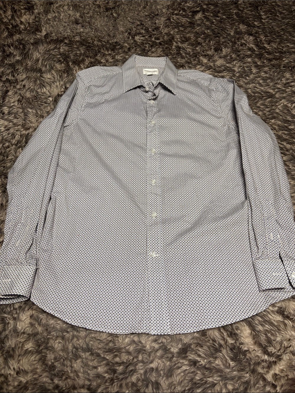Scotch & Soda White Dress Shirt with Navy Micro Print